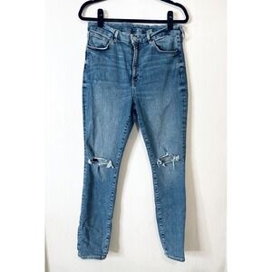 H&m‎ Womens Blue Super Skinny Distressed Mom Jeans Stretchy Size 12